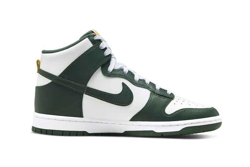 Nike Dunk High Is Releasing in White With Green and Gold Accents ...