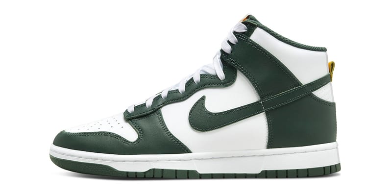 white and green high top nikes