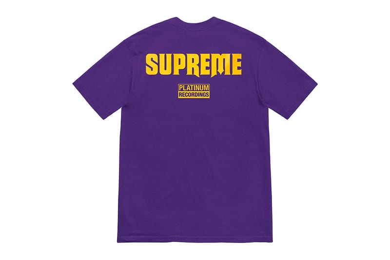 Supreme purple cheap t shirt