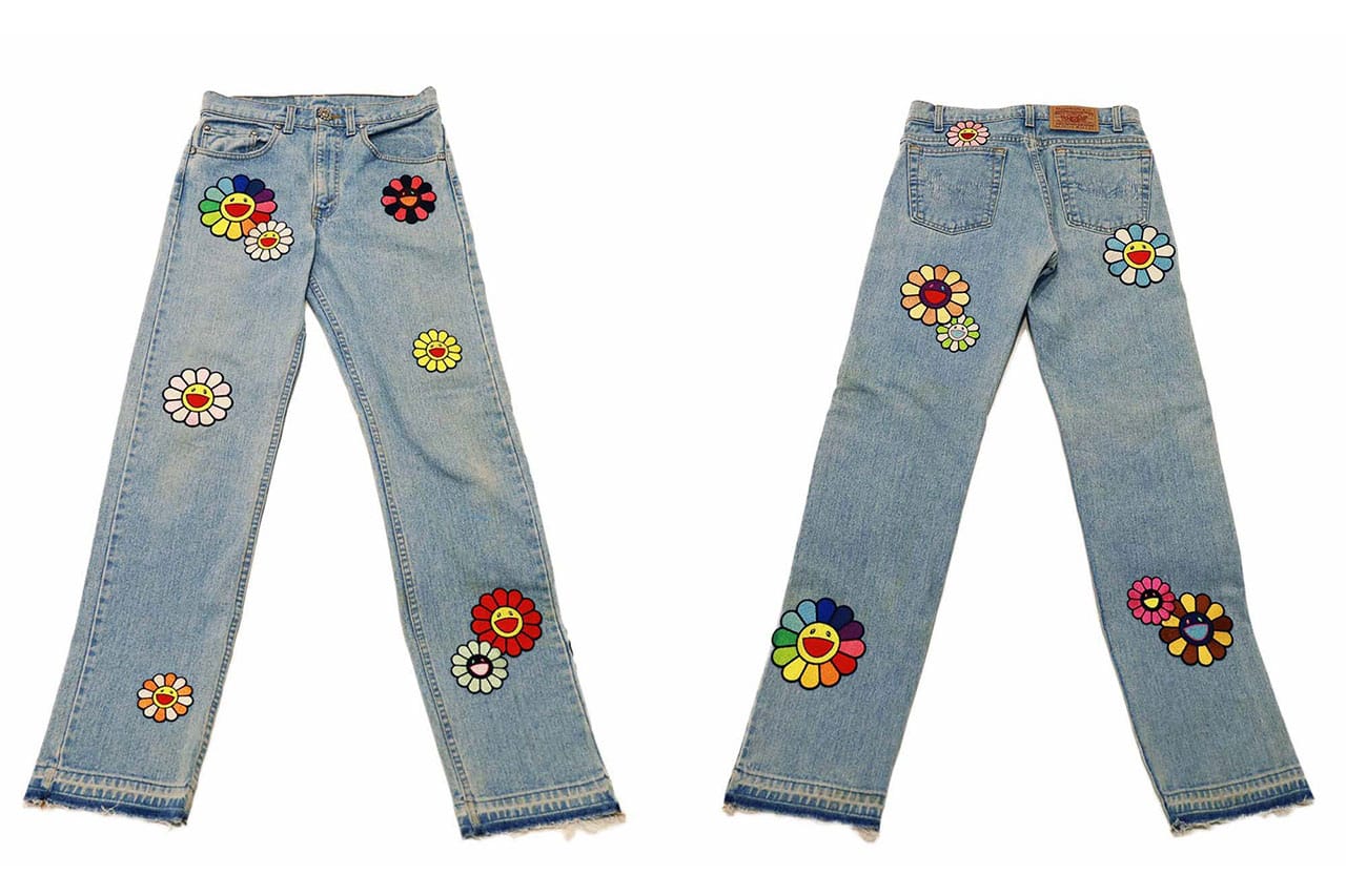 Takashi Murakami x READYMADE Flower Embroidery Jeans | Hypebeast