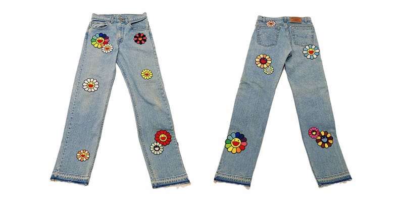 Takashi Murakami x READYMADE Flower Embroidery Jeans | Hypebeast