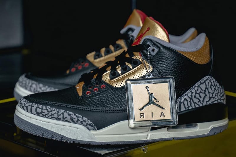 Jordan 3 store black cement gold