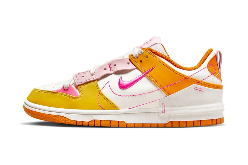 nike dunk pink yellow