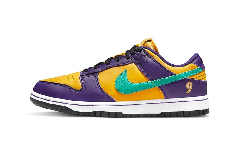 purple and gold nike dunks