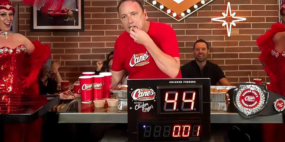Joey Chestnut Eats 44 Cane's Chicken Fingers, New World Record Hypebeast