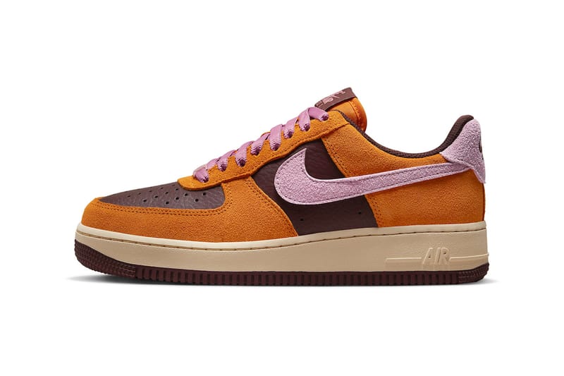 Brown and orange store air force ones