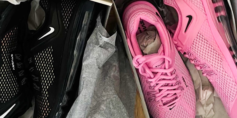 Изображения Stüssy x Nike Air Max 2015 «Черная» и «Розовая» поверхность