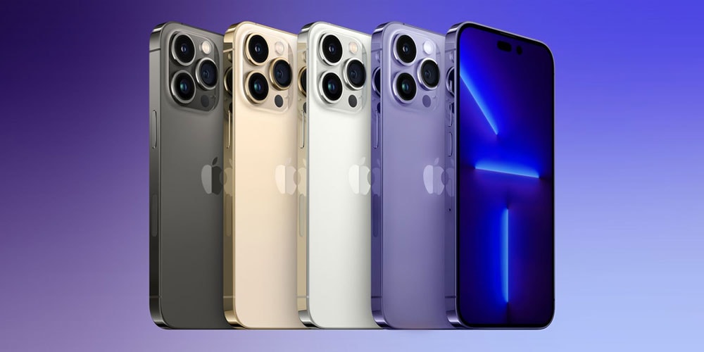 Возможные макеты Apple iPhone 14 Pro в фиолетовом и синем цветах