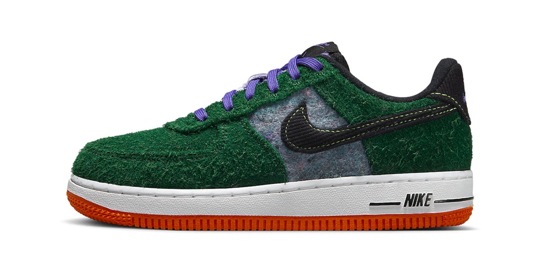 Текстурированные кроссовки Nike Air Force 1 Low из лохматой зеленой замши