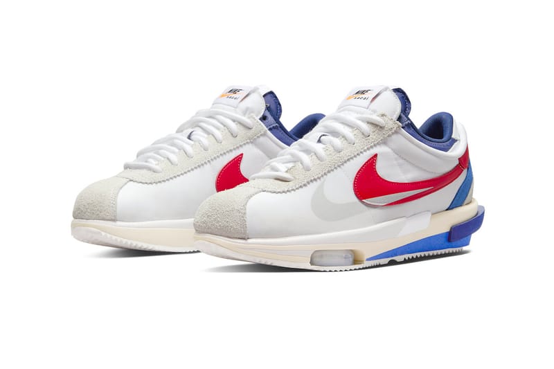 Red blue and on sale white nike cortez