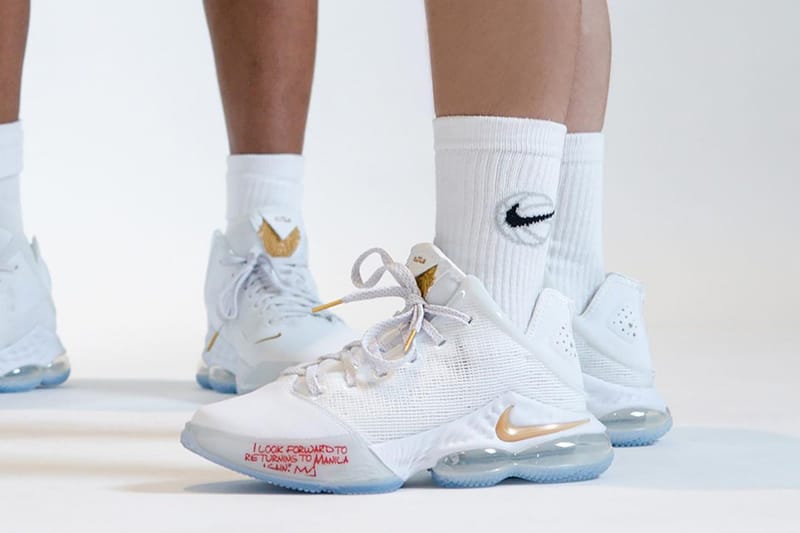 Lebron 16 white hot sale and gold release date