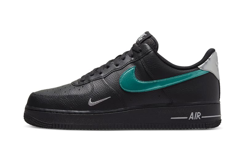 Af1 black cheap white swoosh