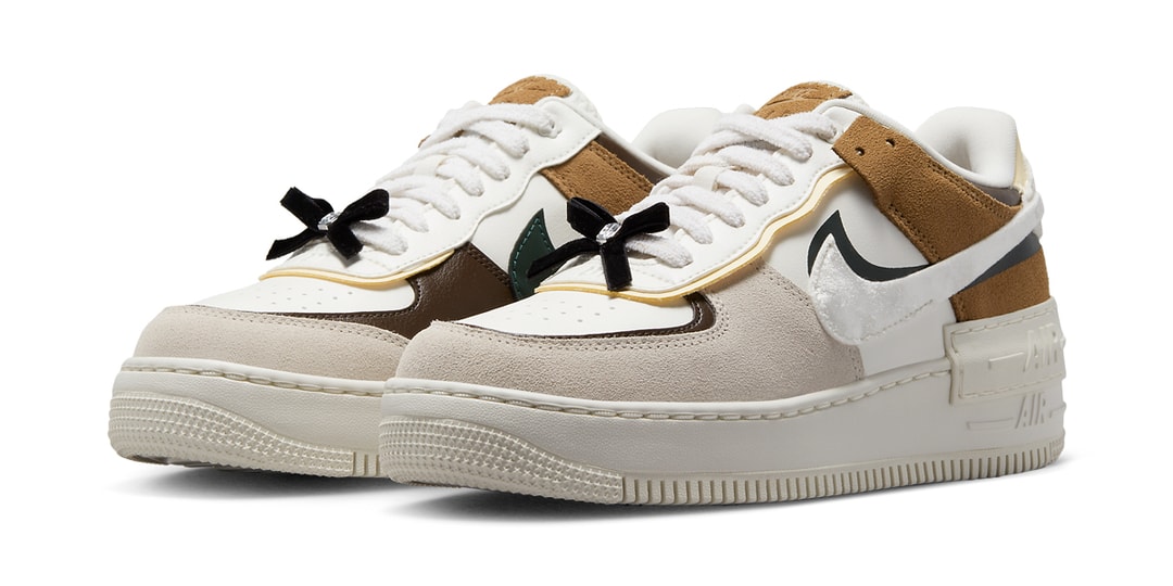 Черные бантики приземляются на кроссовки Nike Air Force 1 Shadow