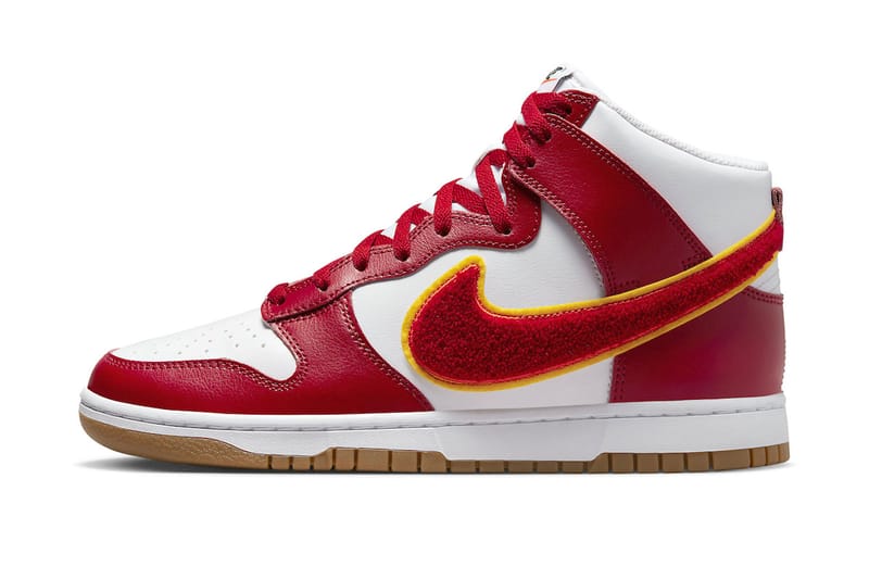 Nike Dunk High “Chenille Swoosh White/Gym Red” Photos