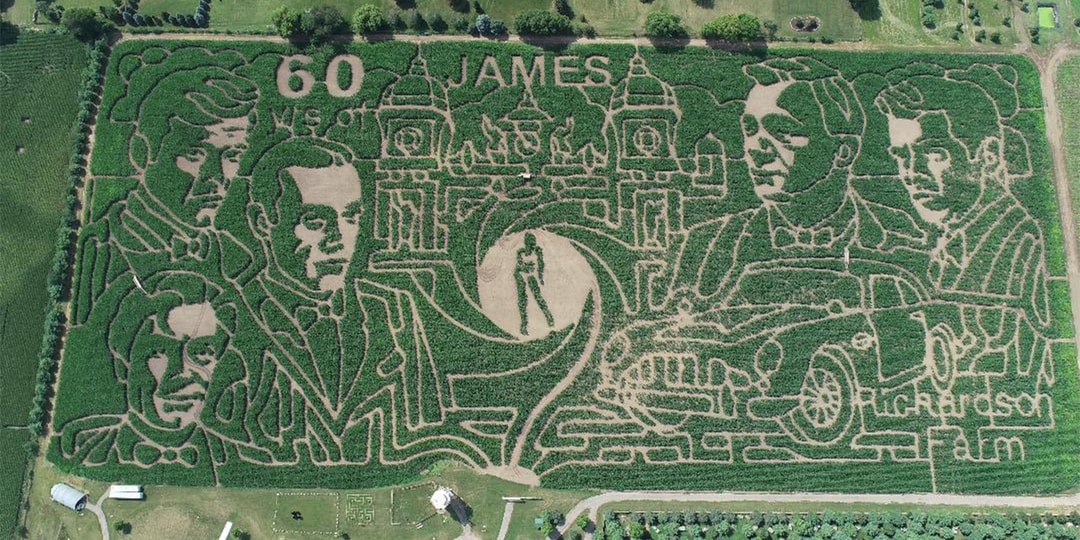 Самый большой в мире кукурузный лабиринт отмечает 60-летие Джеймса Бонда