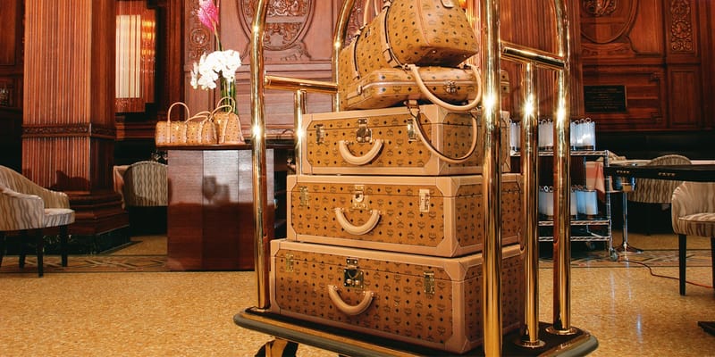 Mcm cheap luggage trunk