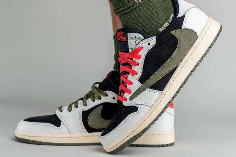 Travis Scott x Air Jordan 1 Low OG WMNS Olive On-Foot Look | Hypebeast