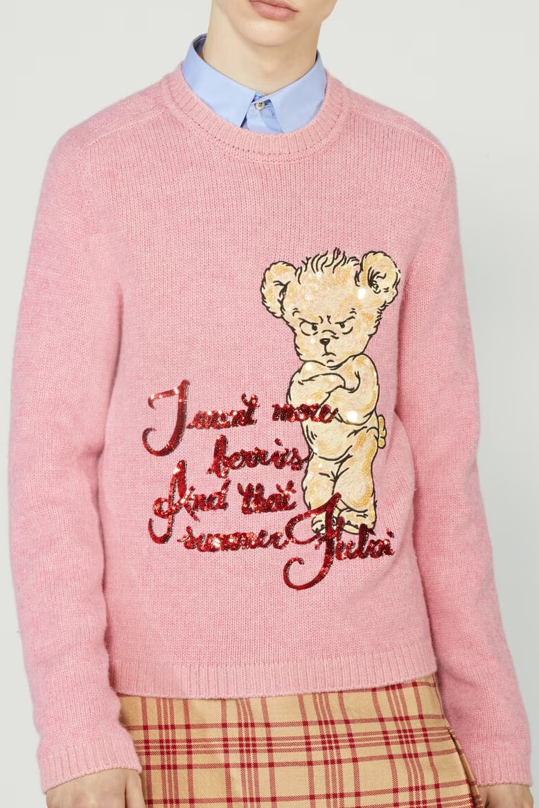 Pink gucci sweater with green bear 2025
