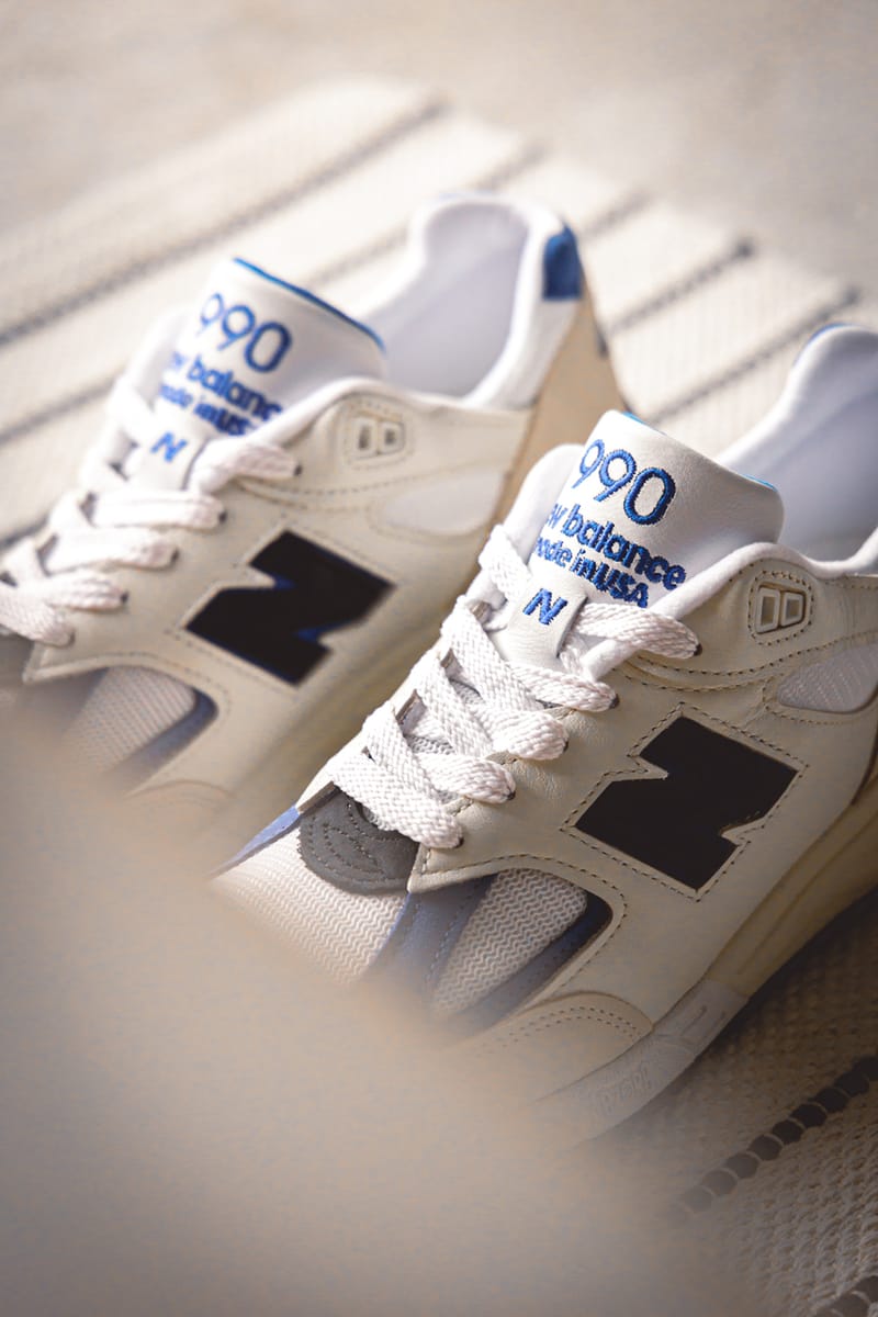 New balance 990v3 sale white and blue