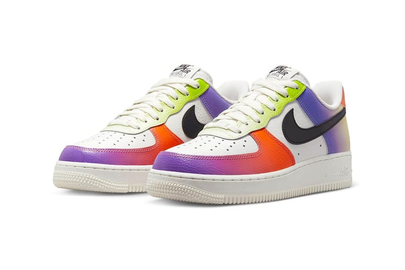 Nike air force 1 orange hot sale and purple