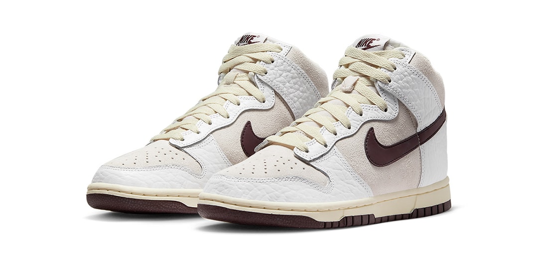 Nike Dunk High «Light Orewood Brown» с накладками из мятой кожи