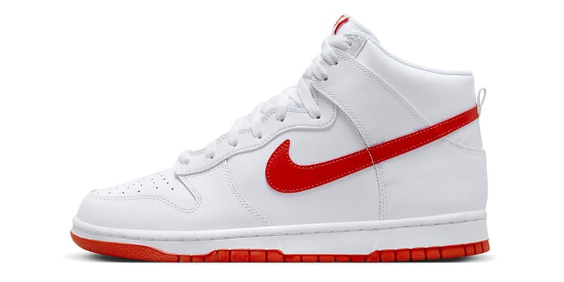 Red and white store nike high tops