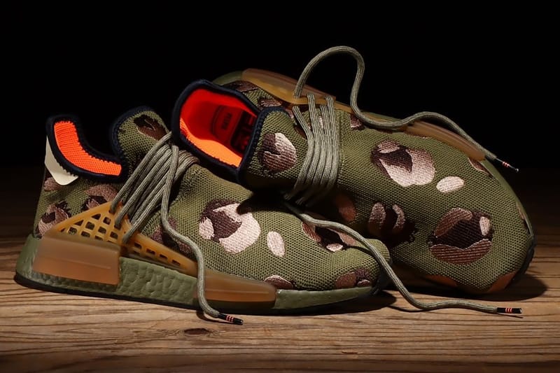 Pharrell adidas NMD Hu Animal Print Olive HQ9148 Release | Hypebeast