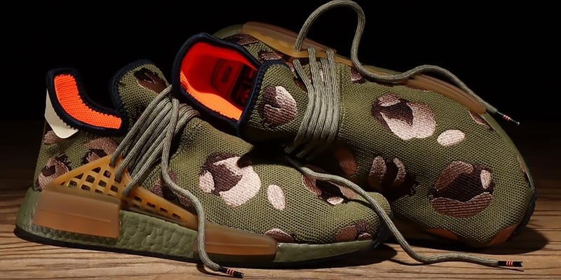 Pharrell adidas NMD Hu Animal Print Olive HQ9148 Release