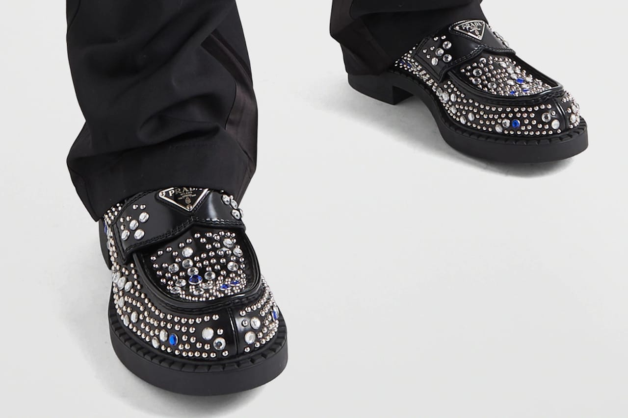 Prada Covers Chocolate Satin Loafers in Crystals | Hypebeast