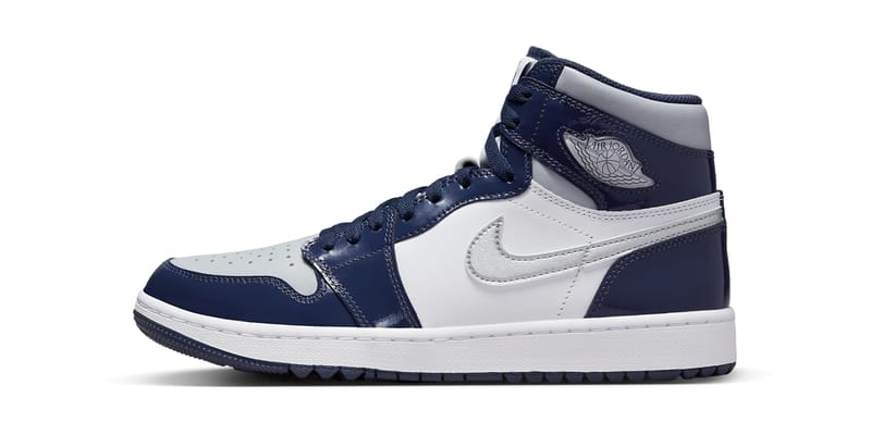 Navy blue and store white jordan ones