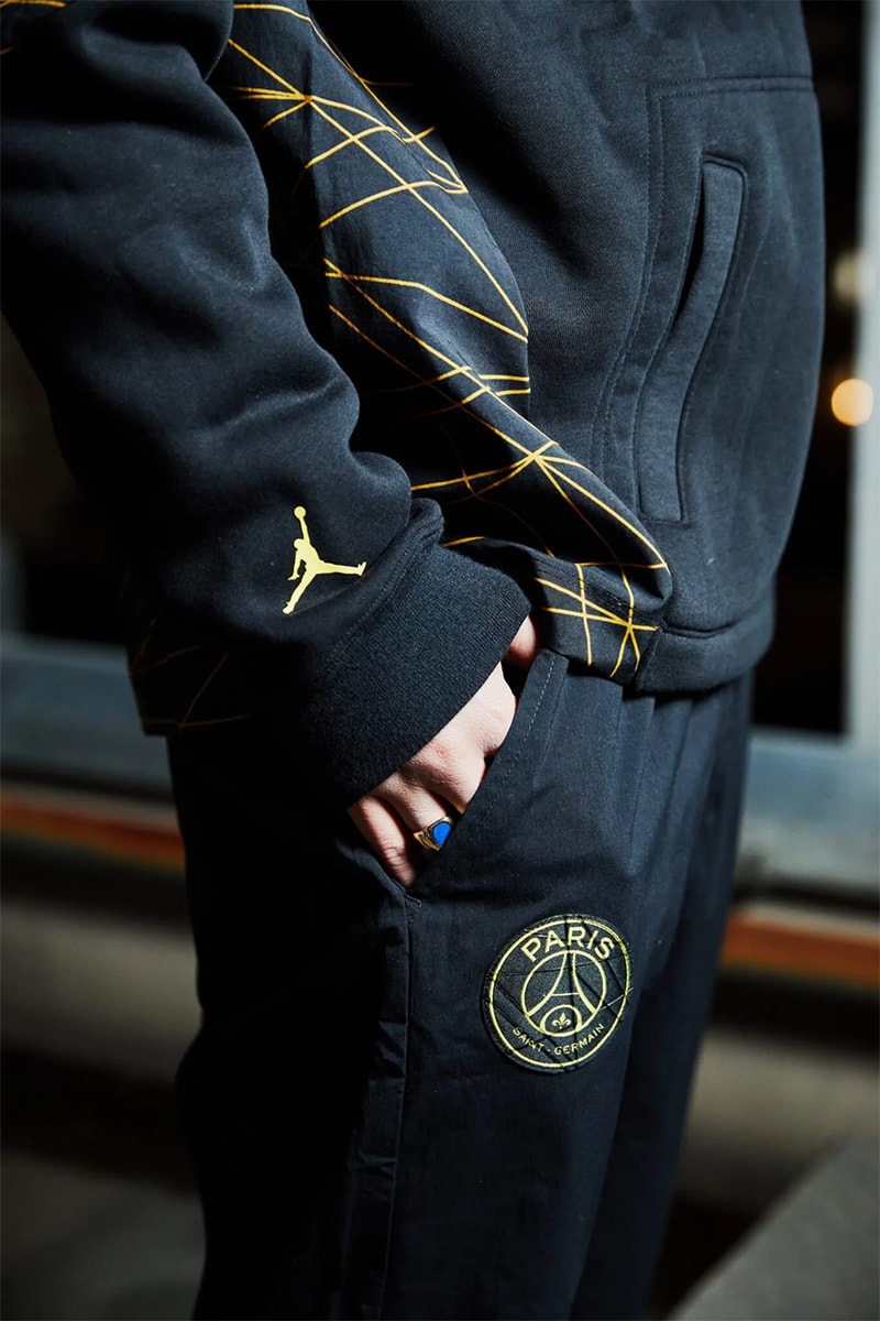 PSG Jordan Brand Hoodie Jacket Tee Black Gold | Hypebeast