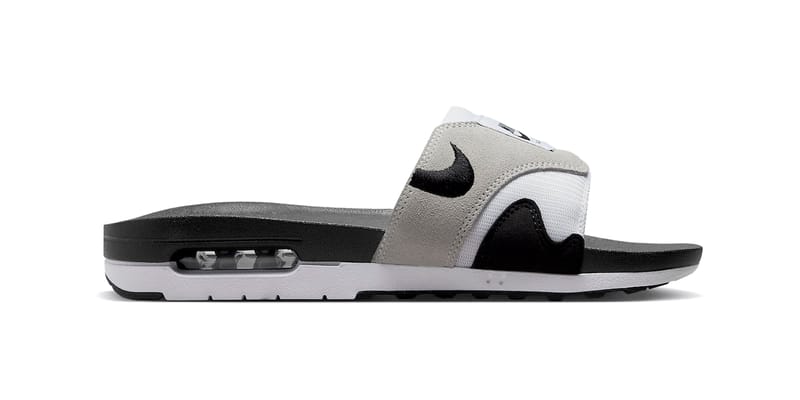 Nike slides half on sale black half white