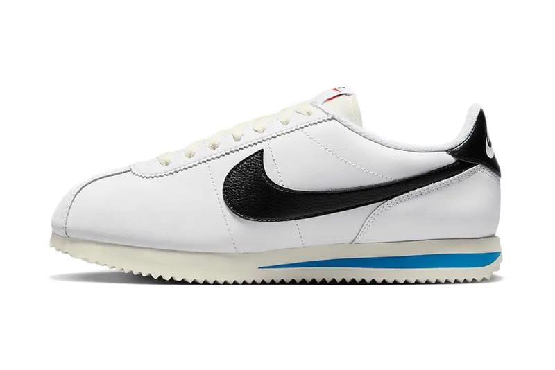 All white nike shop cortez on feet