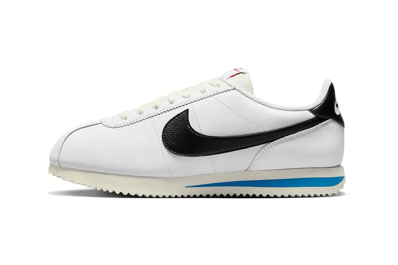 nike cortez white and black on feet