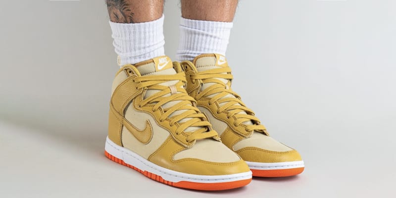 Gold nike cheap dunks high tops