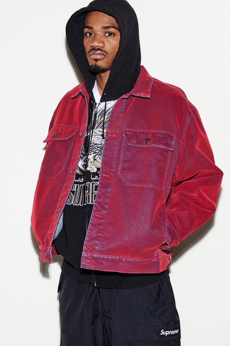 Supreme red denim outlet jacket