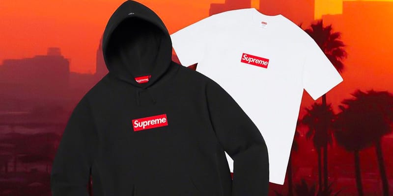 Red on black store supreme box logo