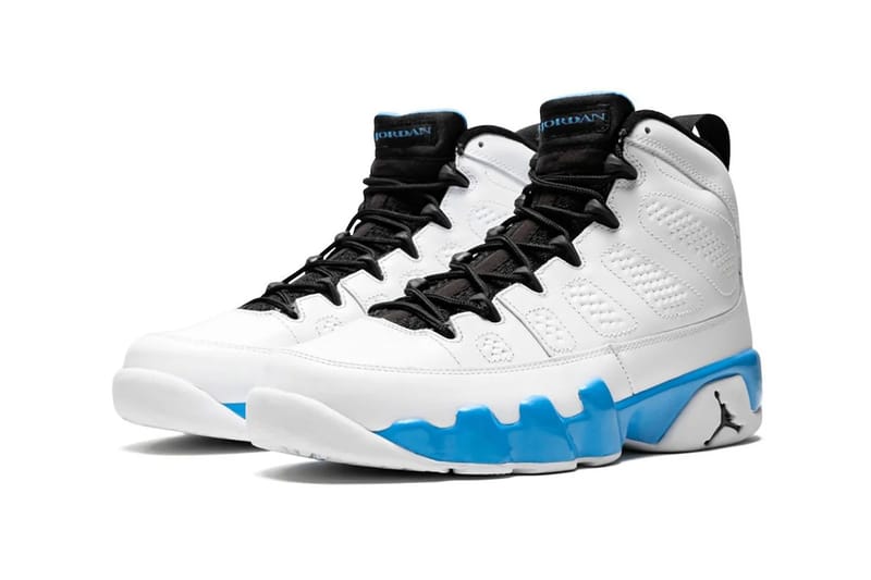 Jordan 9s store white and blue