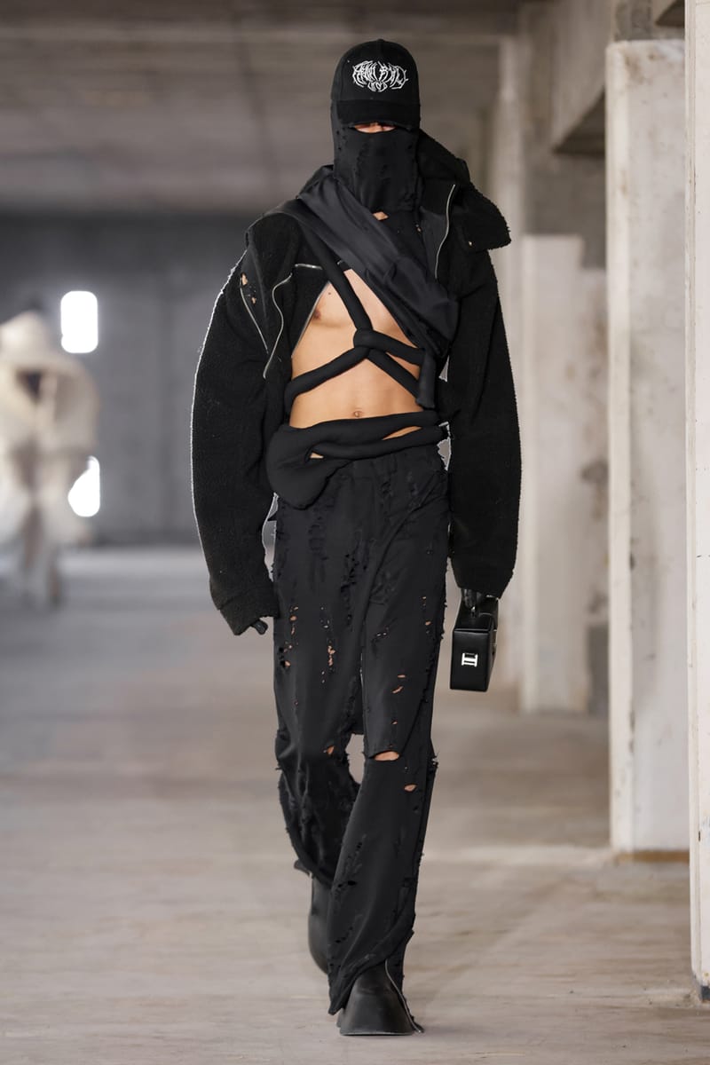 HELIOT EMIL FW23 Model on Fire at Paris Fashion Week | Hypebeast