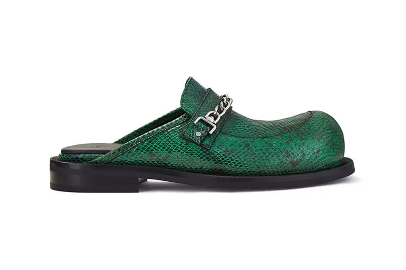 Martine Rose Chain Mule in Faux Green Snakeskin Release Info 