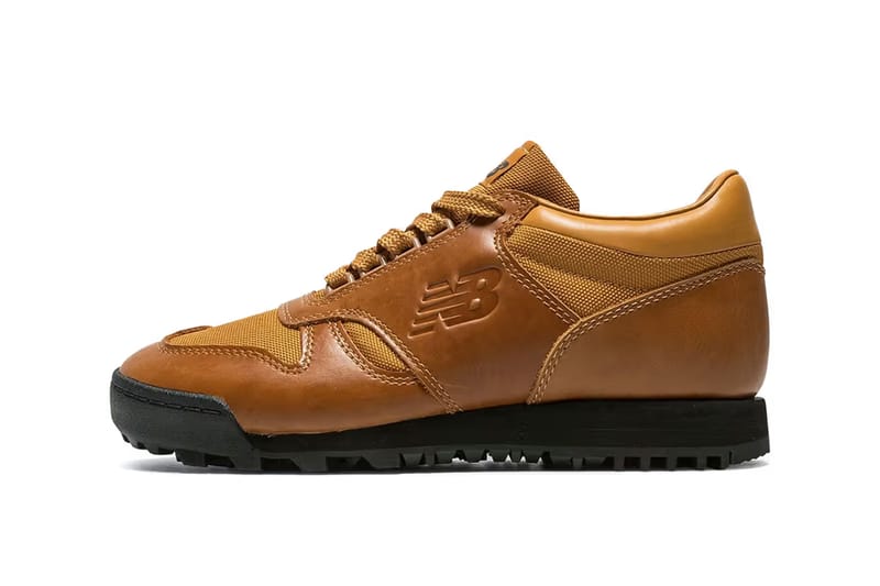 New balance outlet brown leather shoes