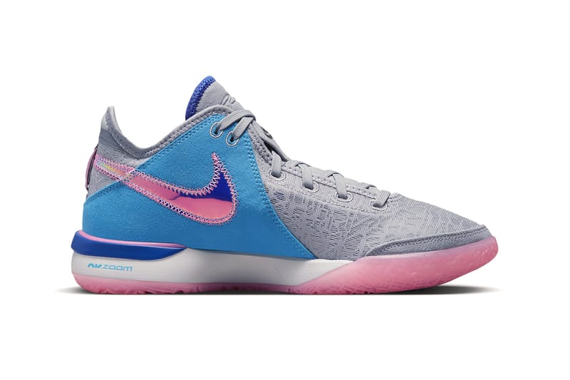 Lebron james shoes pink best sale and grey