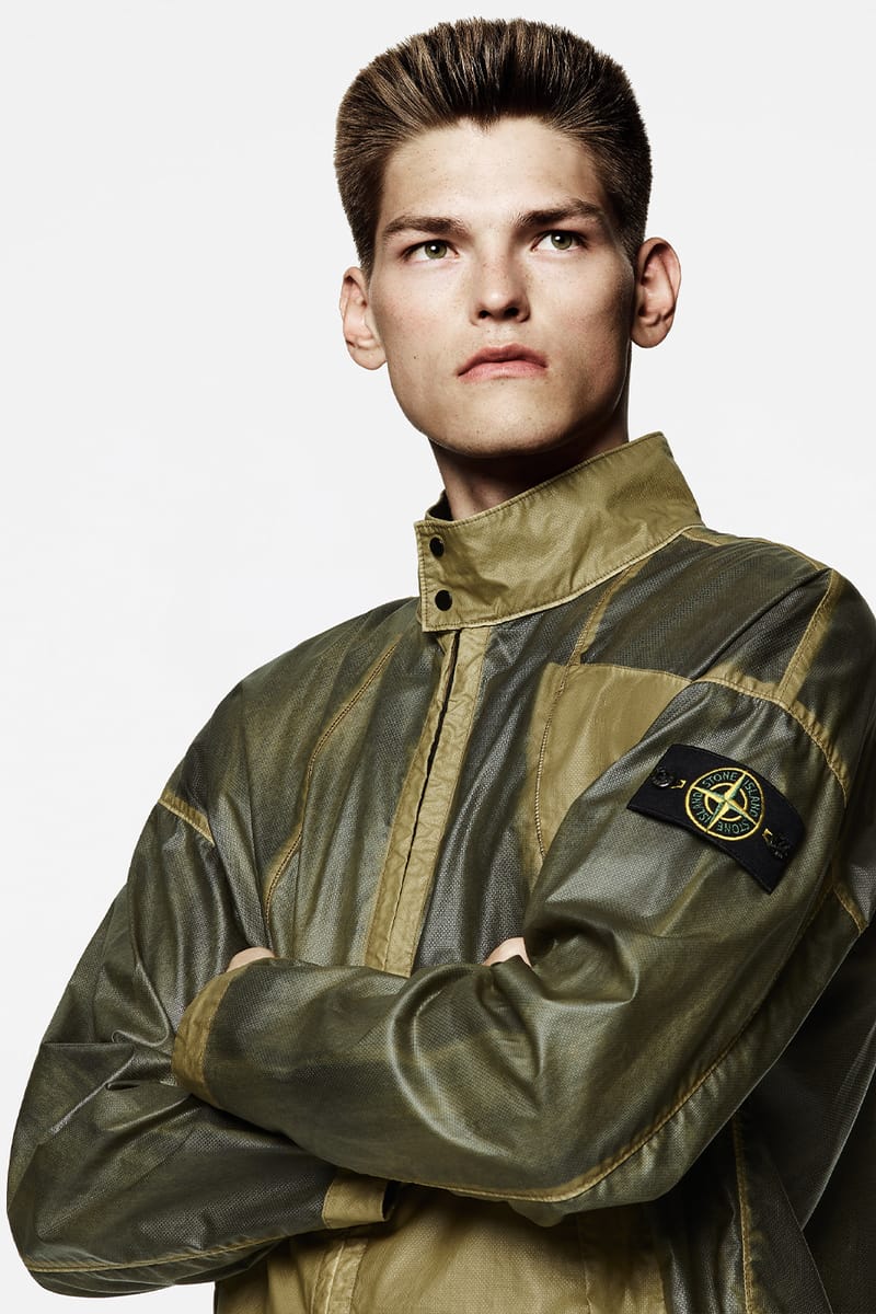 Stone island brush hot sale canvas hooded jacket