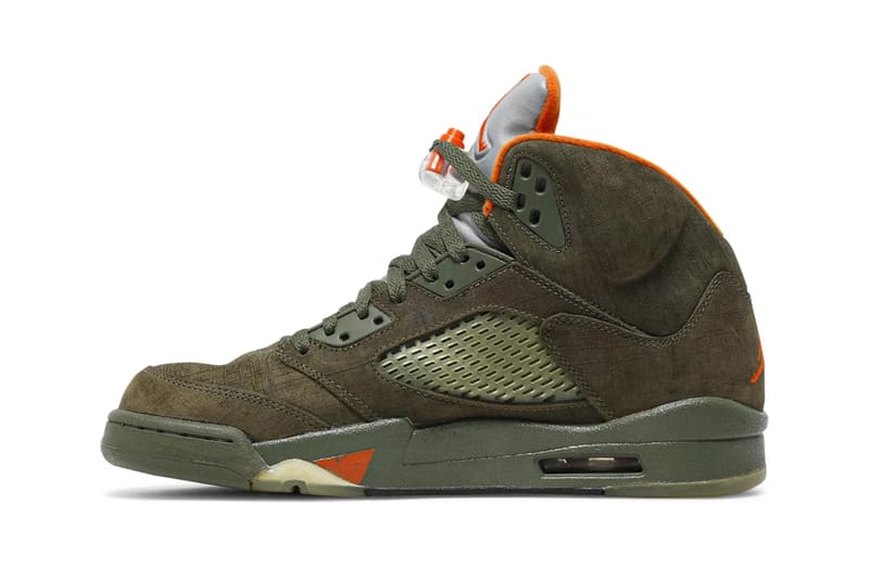 Olive green store and orange jordans