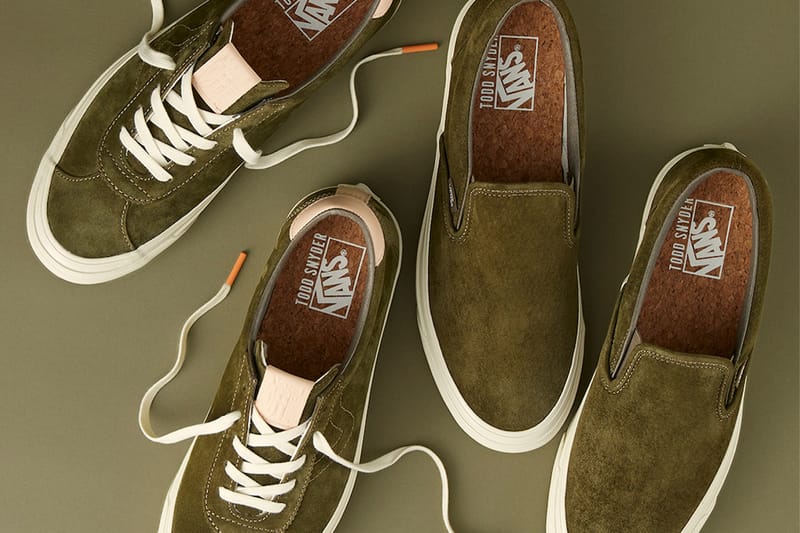 Vans olive hotsell green slip ons