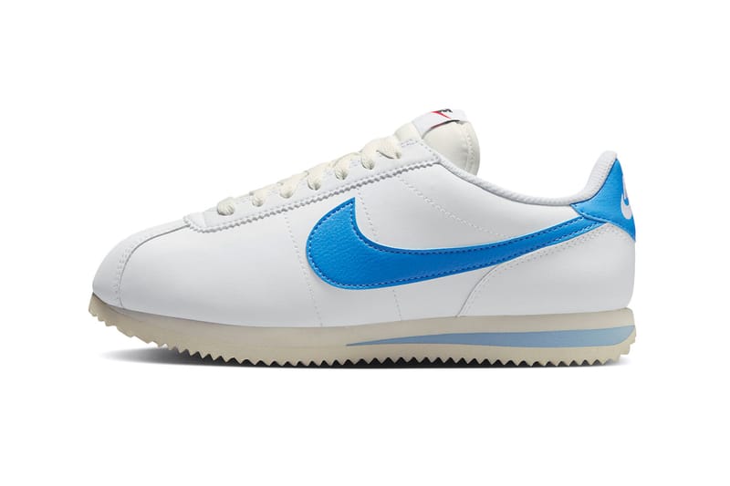 Nike white shoes with blue clearance check