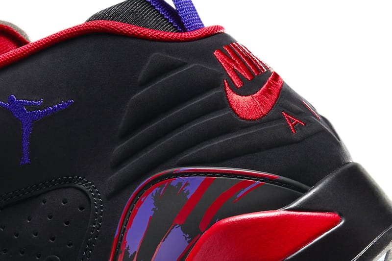 Purple red and black hot sale jordans