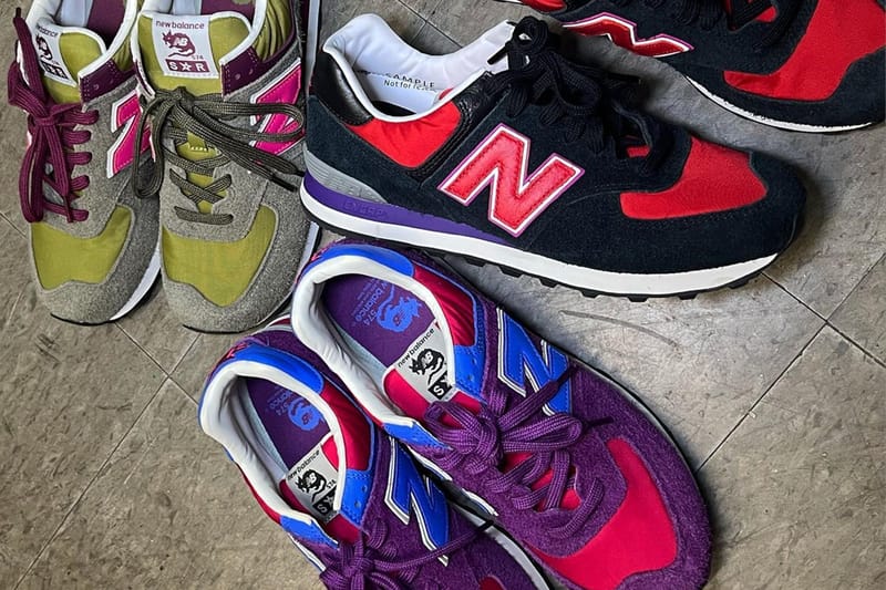 New balance 574 clearance purple yellow