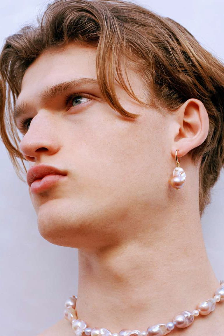 Pearl on sale earrings men