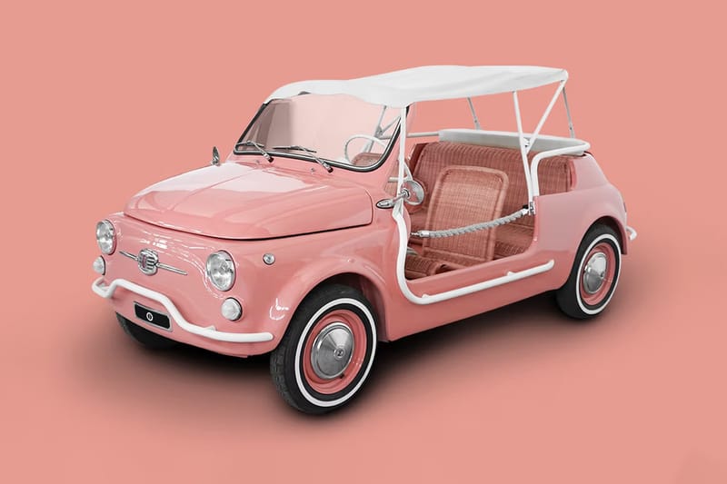 Pink fiat 500 electric hot sale car